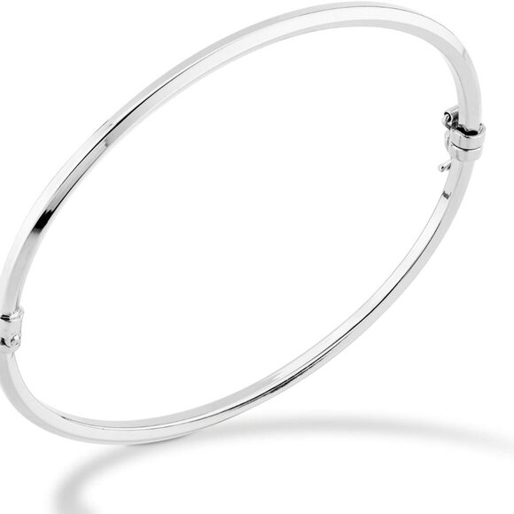 Sterling Silver Italian Oval Hinged Bangle Bracelet for Women 7 in Modern Style - Picture 1 of 5